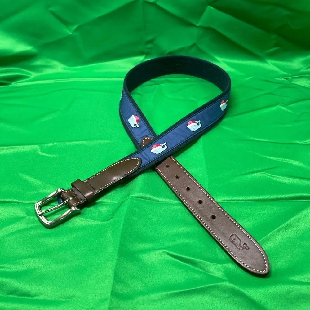 Vineyard Vines Santa Whale Canvas Boy's Belt Blue Moonshine Size 32